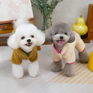 Cozy fleece pet clothes for cats and small dogs in brown and cream white colors