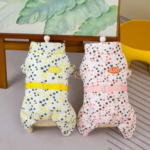 Warmer Haustier Hunde Einteiler Sternendruck Welpen Schlafanzug Mit D-Ring Leine Befestigung Sleep Stickerei Winter Kleidung