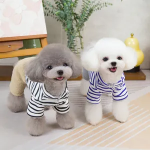 Gestreifte Hunde-Kapuzenpullover für kleine Hunde und Katzen aus warmem Fleece-Material