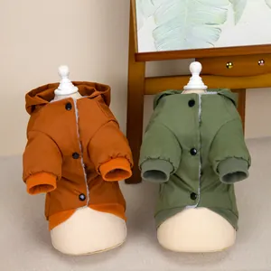Detail of warm pet hoodies with snap buttons and soft fleece lining for cats and dogs