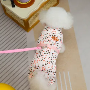 Haustier Baumwollweste mit Sternenmuster, rosa Gurtband und SLEEP Stickerei-Detail