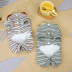 Détails de pyjamas rayés pour animaux avec doublure polaire et boutons-pression pratiques