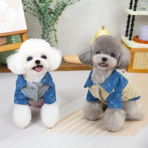 Winter pet cotton coat with bear pattern collar for small dogs and cats