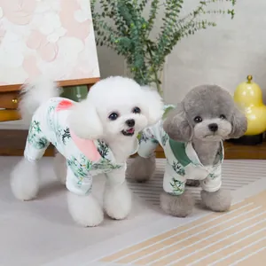Combinaison pour animaux style chinois traditionnel avec imprimé bambou pour petits chiens