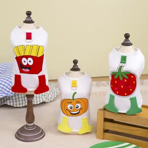 Funny Cartoon Pet Vest For Dogs Cats With D-Ring Leash Attachment Breathable Polyester Puppy Shirt 3D Legs Strawberry Pumpkin Fries Prints