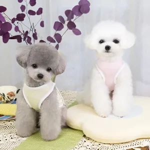 Breathable cotton pet vests in yellow and pink for small dogs and cats