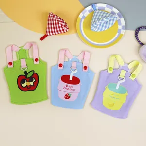 Imbracatura a Gilet per Animali Domestici in Maglia a Nido d'Ape Stampa Cartoon Frutta Latte Cinturino Regolabile Vestiti Cane
