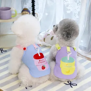 Canotte in cotone per cani e gatti con disegni di cartoni animati al latte e alla frutta