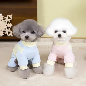 Breathable mesh pet shirts for cats and dogs with high collars in pastel blue and pink