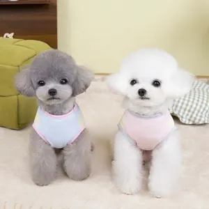 Breathable mesh summer pet vests in blue and pink for small dogs and cats