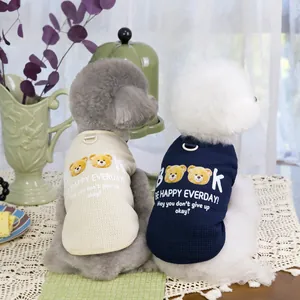 Gilet per animali con stampa orso, tessuto a nido d'ape e anello a D per cani e gatti