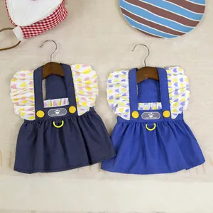Vestido Vaquero con Volantes para Mascotas Patrón de Corazón Falda de Verano para Perros y Gatos con Anillo en D para Correa