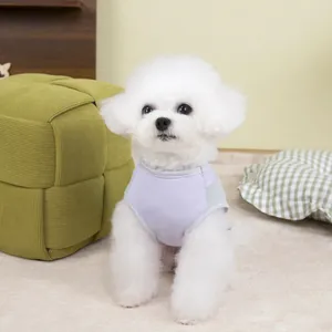 Light purple breathable mesh pet vest for small dogs and cats on white Bichon Frise