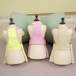 Cute pet dress with lace straps and bear embroidery in pink, yellow and khaki colors