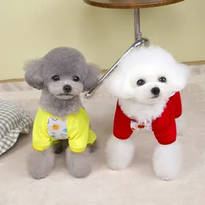 T-shirts en maille respirante pour petits chiens avec motifs soleil et nuages colorés