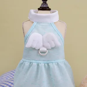 Vestito blu per animali con ali d'angelo e anello a D per piccoli cani e gatti