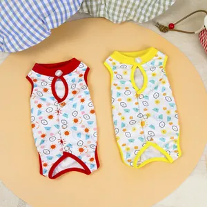 Two-pack pet vests with sun and cloud prints in breathable mesh for cats and small dogs