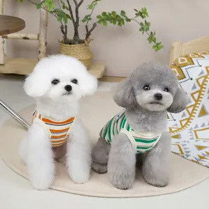 Colorful striped pet vests for cats and dogs with waffle knit texture for soft comfort