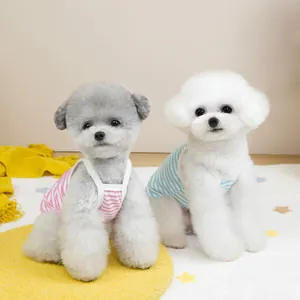 Süßes gestreiftes Sommer-Tanktop für kleine Hunde und Katzen in Pink und Blau