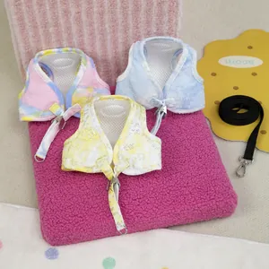 Σετ γιλέκο σκύλου tie-dye με αναπνεύσιμη επένδυση mesh και οδηγό για μικρά κατοικίδια ζώα