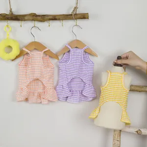Plaid Haustier-Sommerkleid mit Rüschen für Katzen und kleine Hunde in verschiedenen Farben