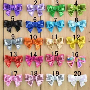 Detailed overview of 20 colors of glitter bows for DIY hair accessories and clothing