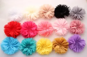 Handmade chiffon fringe flower headbands in 15 assorted colors for DIY hair accessories