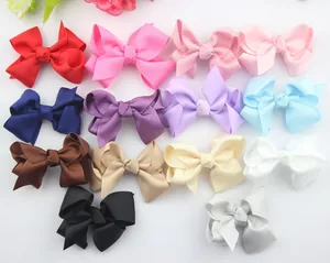 Handmade Grosgrain Ribbon Bow Hair Clips DIY Toddler Kids Girls Hair Accessories Solid Color Hair Decoration Sweet Style Hairpins