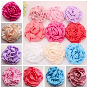 Têtes de Fleurs de Rose en Mousseline Faites à la Main Fleurs de Rose en Tissu DIY Pour Barrettes Cheveux Bandeaux Vêtements Mariage Fête Décoration Pour Enfants Femmes Bijoux Accessoires