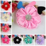 Detailed view of handmade 5cm chiffon flowers with rhinestones for DIY hair accessories
