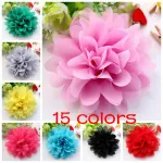 Detailed grid of 15 colors of handmade satin ribbon flowers with pearl centers for DIY crafts