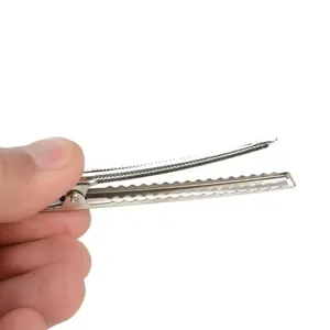 Pinces à cheveux crocodiles en métal argenté avec dents pour accessoires DIY