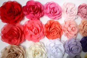 Detailed grid of multi-colored double-layer chiffon 3D rose flower accessories