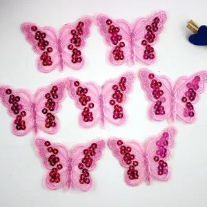 Butterfly Sequin Embroidered Patch DIY Cloth Sticker Applique For Kids Shoes Clothing Handmade Mesh Craft Accessory