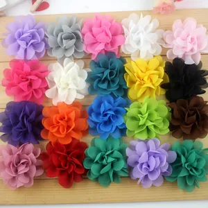 Handgemaakte 5cm meerlaagse chiffon stoffen bloemen in diverse kleuren voor DIY haaraccessoires