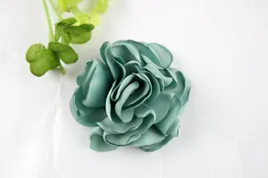 Dusty green handmade chiffon fabric rose flower for DIY accessories and hairpins