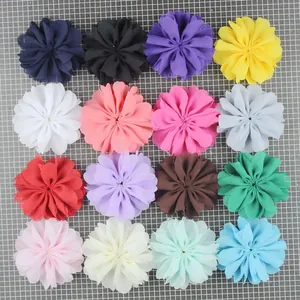 Handmade Chiffon Ruffled Flower 3D Fabric Flowers For DIY Hair Accessories Hats Socks Clothing Decoration Sewing Crafts Flat Back Flowers