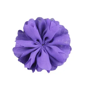 Handmade purple pleated chiffon flower decoration with multi-layer petals for DIY hair accessories