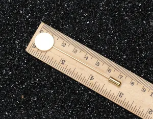 Dettaglio della spilla dorata in acciaio da 7,6 cm con vassoio rotondo da 1,5 cm
