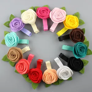 Set di 14 fermagli per capelli con rose in tessuto fatti a mano disposti in cerchio