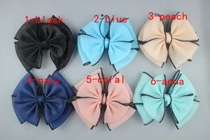 Set of large handmade candy-colored chiffon bow hair accessories in six vibrant colors