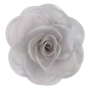 Fiore di rosa in organza bianca da 10cm fatto a mano per scarpe da mare e accessori capelli