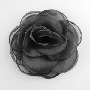 Accessorio rosa in organza nera da 10cm per scarpe fai da te e decorazioni capelli