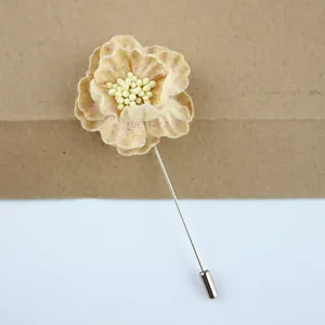 Handmade Fabric Flower Brooch For Men Suit Stick Pin Lapel Pin Wedding Banquet Party Boutonniere Accessories For Women