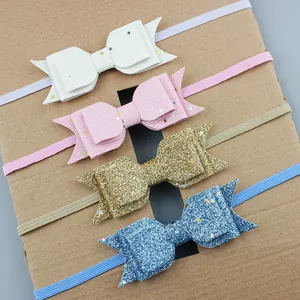 Set van 4 glitter haarbanden voor baby's met glimmende pailletten en sterpatronen