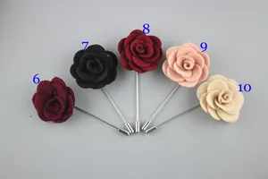 Elegant fabric flower lapel pins for men in five diverse colors with long silver needles