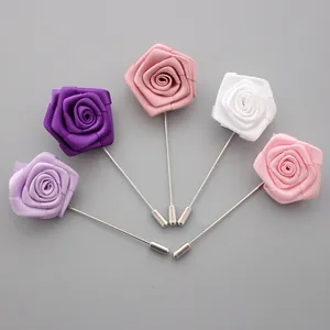 Spilla a Forma di Rosa in Raso Fatta a Mano per Uomo Donna Matrimonio Banchetto Festa Accessori per Vestiti Gioielli a Fiore
