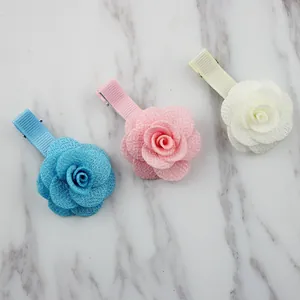 Fermaglio per Capelli a Forma di Rosa in Tessuto Tridimensionale per Ragazze Bambini Dolce Consistenza in Lino Clip a Coccodrillo Accessori per Capelli Floreali