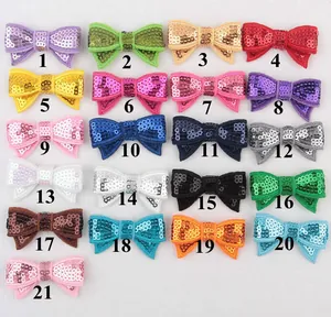 Wholesale 4.5cm embroidered sequin bow hair accessories in 21 vibrant shiny colors