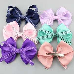 Set di 6 fermagli per capelli con fiocchi in nastro grosgrain colorato stile coreano
